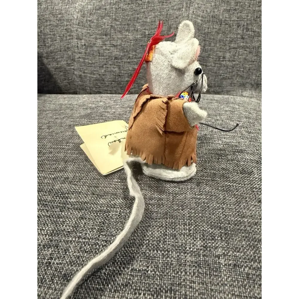 Vintage Bea Clark Mouse House Collection Native American Felt Mouse Jeremiah #6